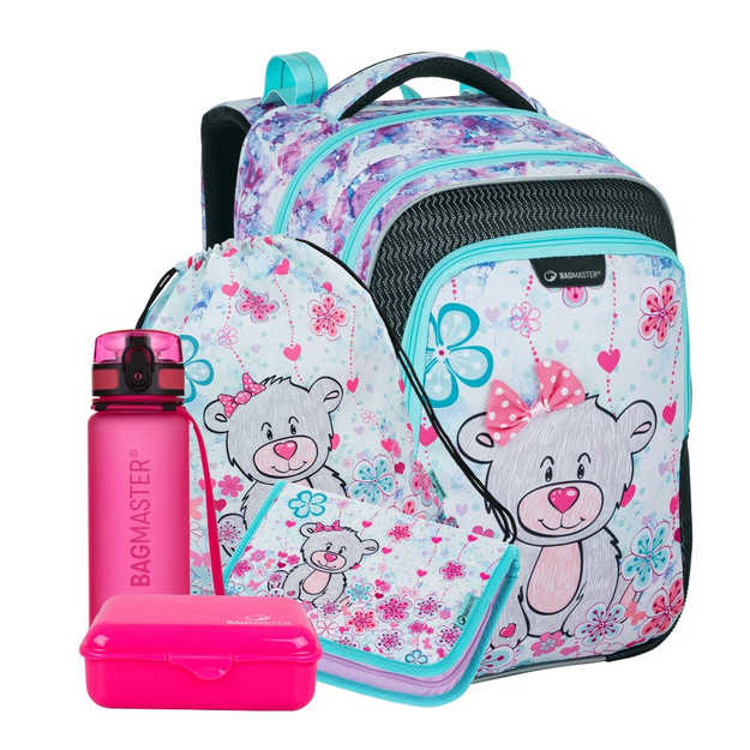 Obrázok z Bagmaster LUMI 21 C Veľký SET Školský batoh Gray / Blue / Pink 18 L