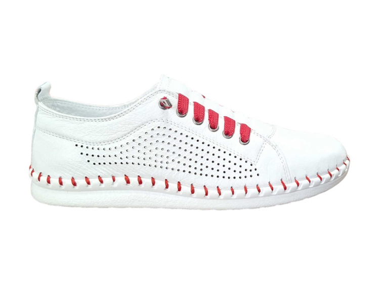 Obrázok z Wild 646019 White/Red Dámska celokožená obuv