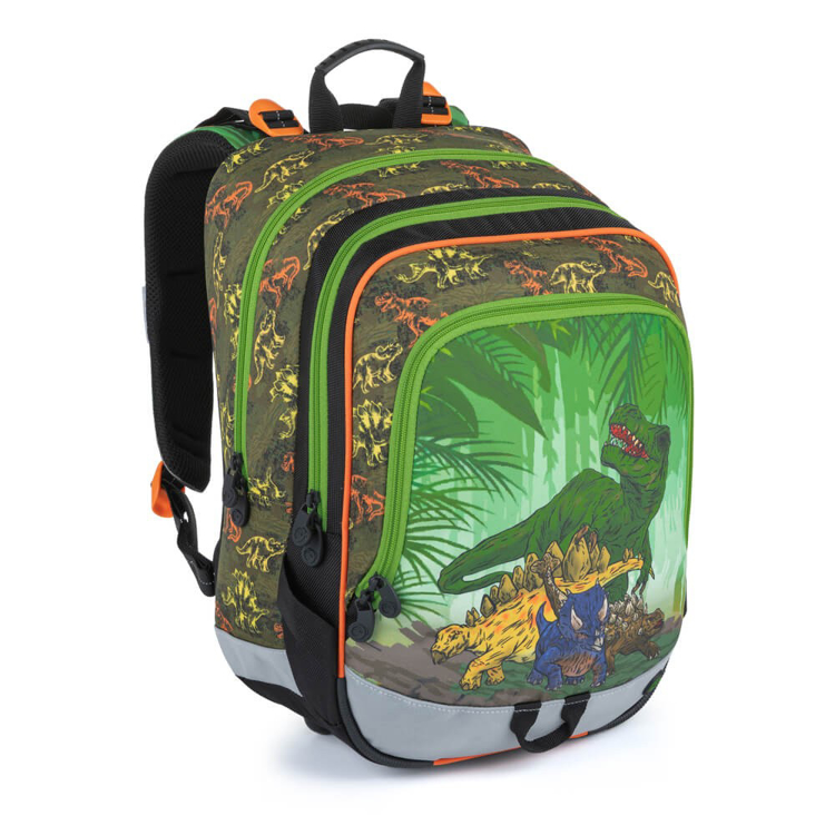 Obrázok z Školský batoh Bagmaster ALFA 21 C - dinosaur green 23 l